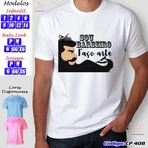01 Camiseta Adulto Infantil Personalizada Barbeiro