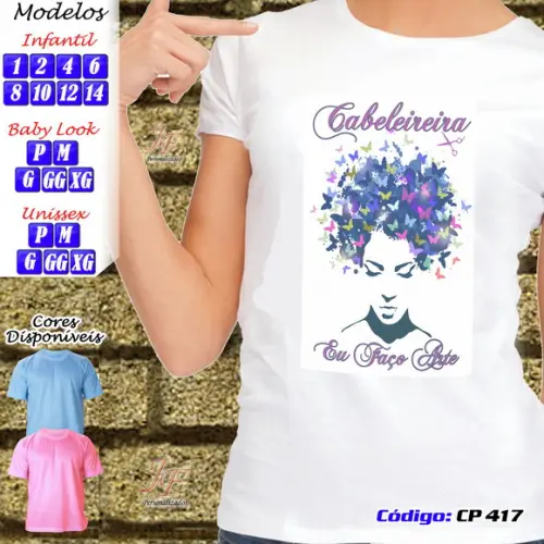 01 Camiseta Adulto Infantil Personalizada Cabeleireira