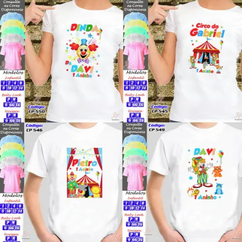 01 Camiseta Adulto Infantil Personalizada Circo