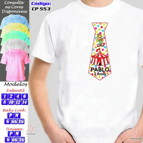 01 Camiseta Adulto Infantil Personalizada Circo