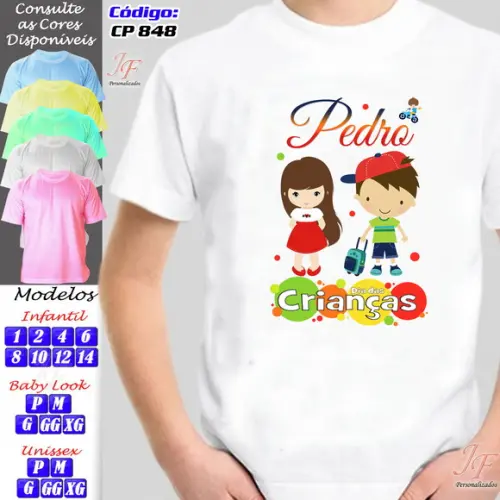 01 Camiseta Adulto Infantil Personalizada Dia das Crianças