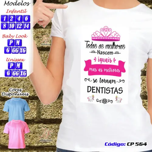 01 Camiseta Adulto Infantil Personalizada Curso Odontologia