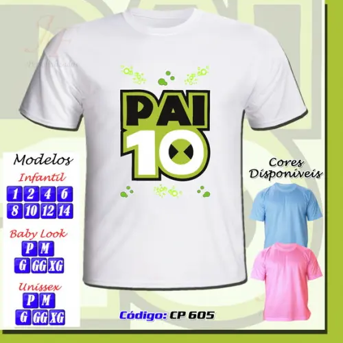 01 Camiseta Adulto Infantil Personalizada Dia dos Pais