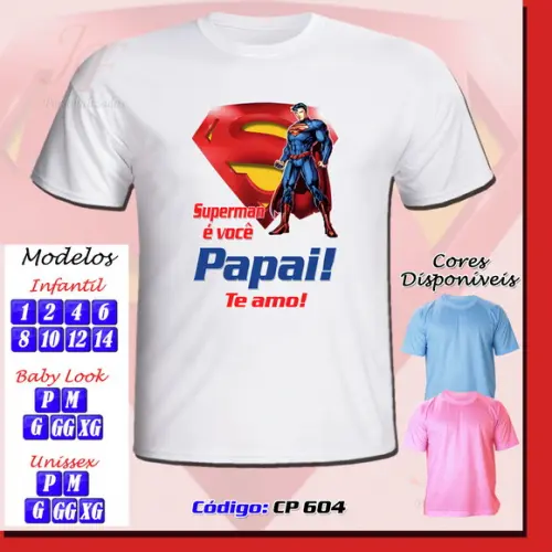 01 Camiseta Adulto Infantil Personalizada Dia dos Pais