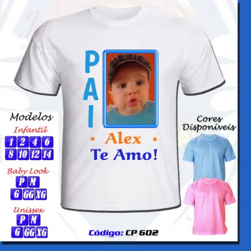 01 Camiseta Adulto Infantil Personalizada Dia dos Pais