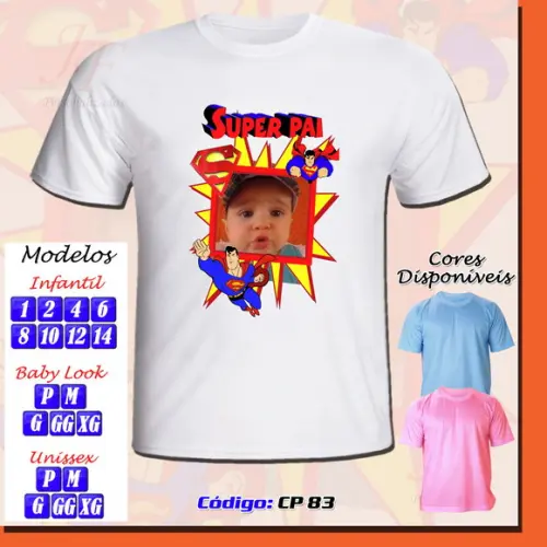 01 Camiseta Adulto Infantil Personalizada Dia dos Pais
