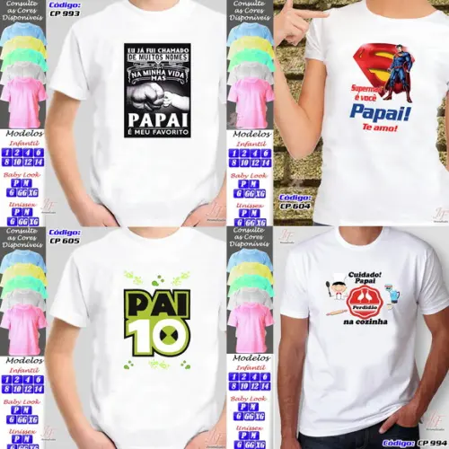 01 Camiseta Adulto Infantil Personalizada Dia dos Pais