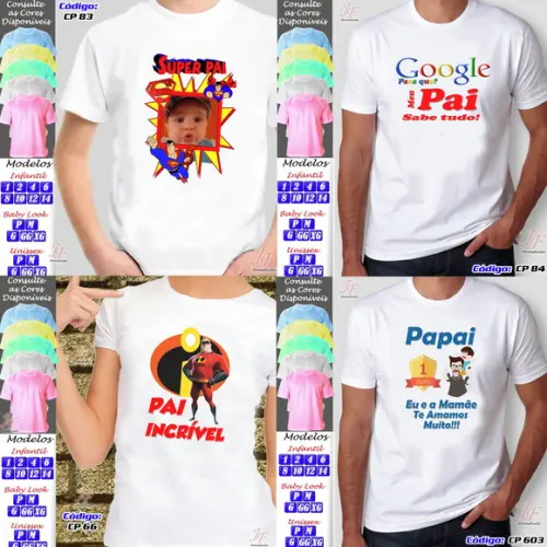 01 Camiseta Adulto Infantil Personalizada Dia dos Pais