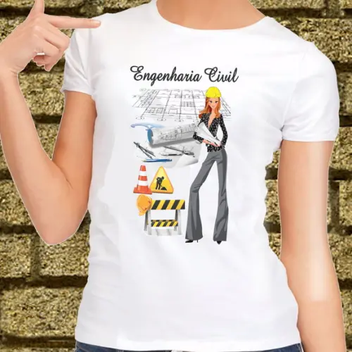 01 Camiseta Adulto Infantil Personalizada Engenharia Civil