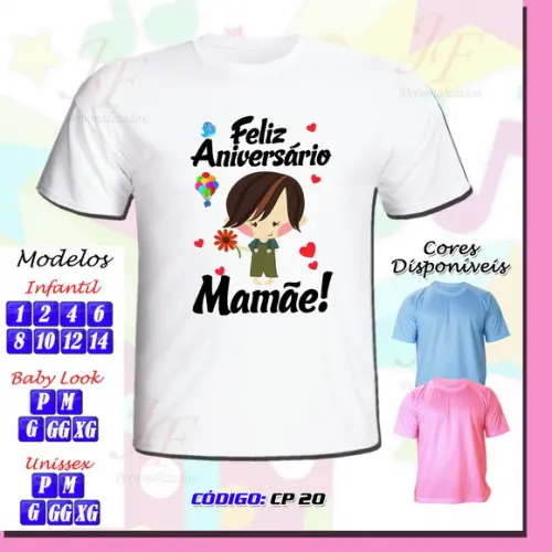 01 Camiseta Adulto Infantil Personalizada Feliz Aniversário