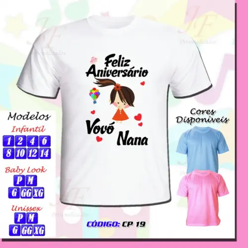 01 Camiseta Adulto Infantil Personalizada Feliz Aniversário