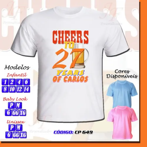01 Camiseta Adulto Infantil Personalizada Feliz Aniversário