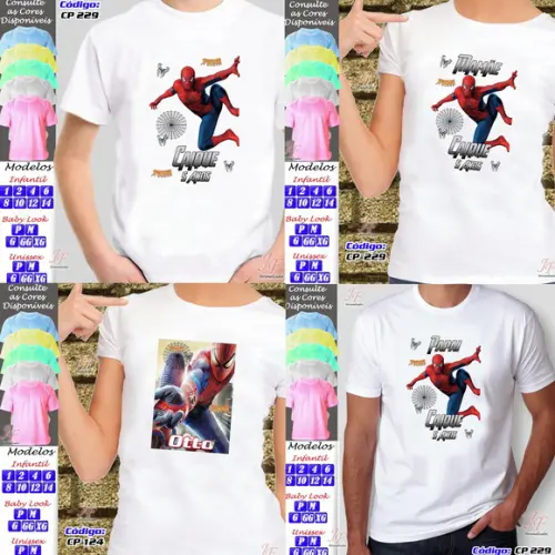 01 Camiseta Adulto Infantil Personalizada Homem Aranha