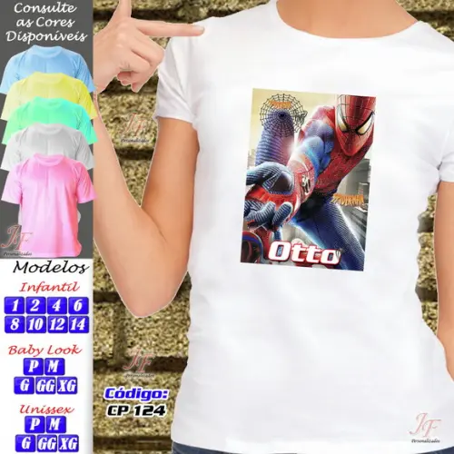 01 Camiseta Adulto Infantil Personalizada Homem Aranha