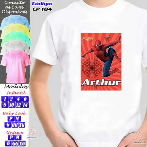 01 Camiseta Adulto Infantil Personalizada Homem Aranha