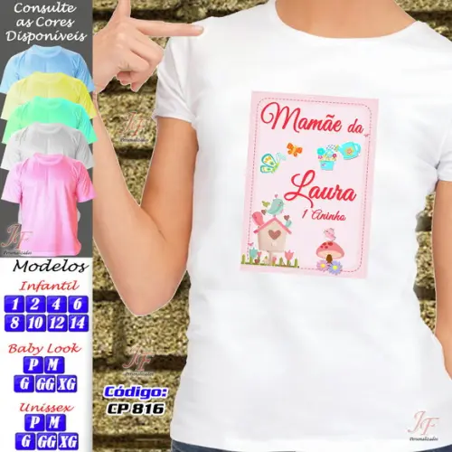 01 Camiseta Adulto Infantil Personalizada Jardim Encantado