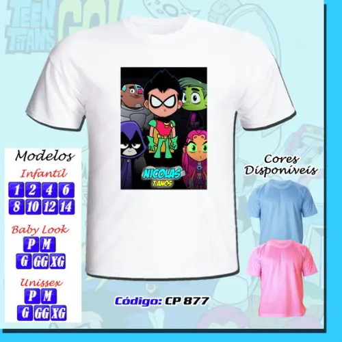 01 Camiseta Adulto Infantil Personalizada Jovens Titans