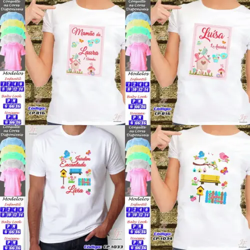 01 Camiseta Adulto Infantil Personalizada Jardim Encantado