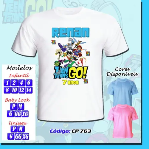01 Camiseta Adulto Infantil Personalizada Jovens Titans