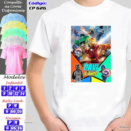 01 Camiseta Adulto Infantil Personalizada Lego