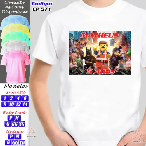 01 Camiseta Adulto Infantil Personalizada Lego