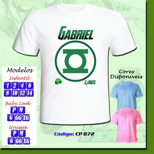 01 Camiseta Adulto Infantil Personalizada Lanterna Verde