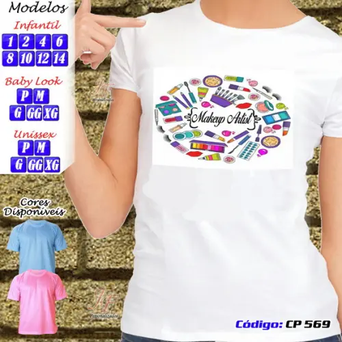 01 Camiseta Adulto Infantil Personalizada Maquiadora
