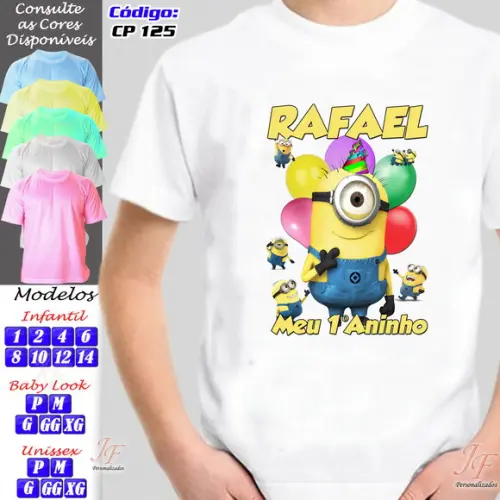 01 Camiseta Adulto Infantil Personalizada Minions