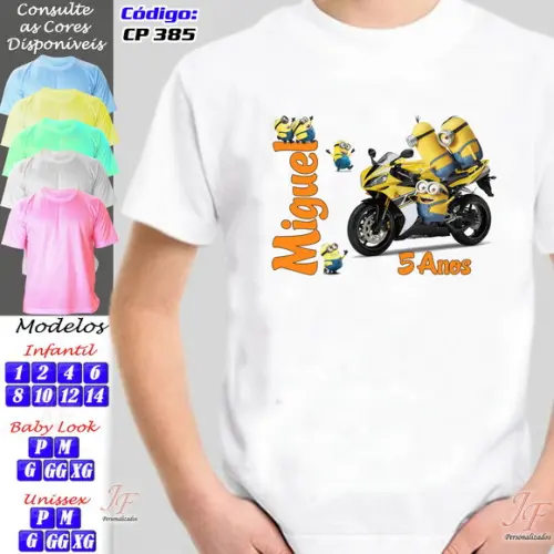 01 Camiseta Adulto Infantil Personalizada Minions