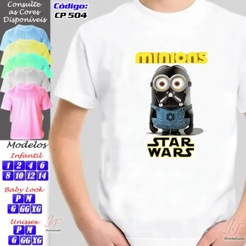 01 Camiseta Adulto Infantil Personalizada Minions Star Wars