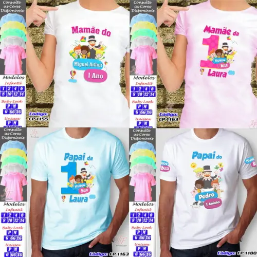01 Camiseta Adulto Infantil Personalizada Mundo Bita