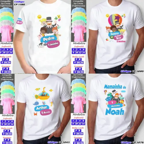 01 Camiseta Adulto Infantil Personalizada Mundo Bita
