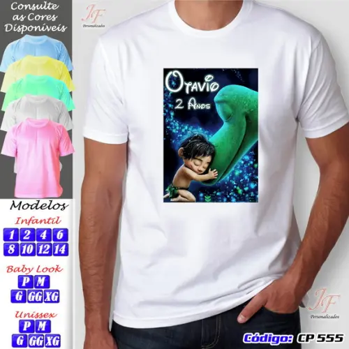 01 Camiseta Adulto Infantil Personalizada O Bom Dinossauro