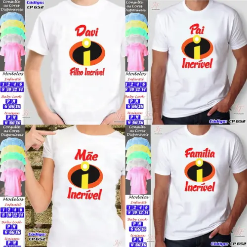 01 Camiseta Adulto Infantil Personalizada Os Incríveis