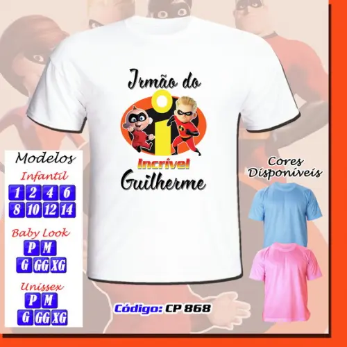 01 Camiseta Adulto Infantil Personalizada Os Incríveis