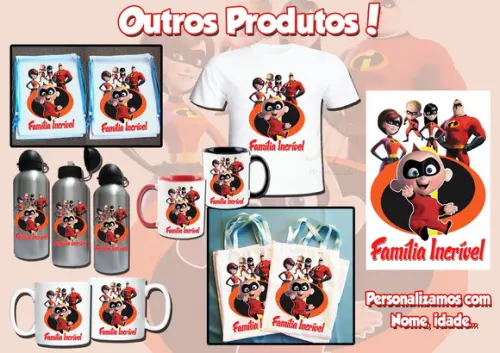 01 Camiseta Adulto Infantil Personalizada Os Incríveis