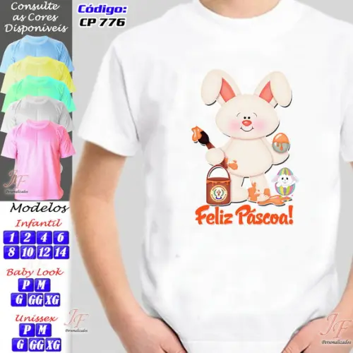 01 Camiseta Adulto Infantil Personalizada Páscoa