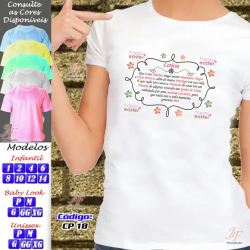 01 Camiseta Adulto Infantil Personalizada Páscoa