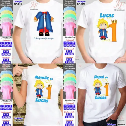 01 Camiseta Adulto Infantil Personalizada Pequeno Príncipe