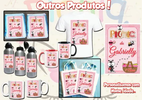 01 Camiseta Adulto Infantil Personalizada Picnic Piquenique