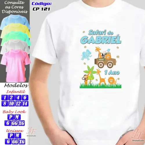 01 Camiseta Adulto Infantil Personalizada Safari