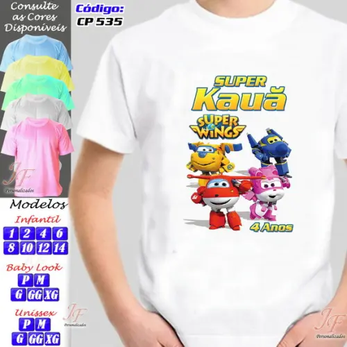 01 Camiseta Adulto Infantil Personalizada Super Wings