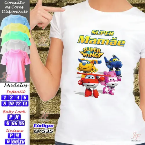 01 Camiseta Adulto Infantil Personalizada Super Wings
