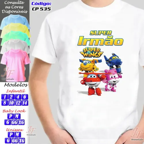 01 Camiseta Adulto Infantil Personalizada Super Wings