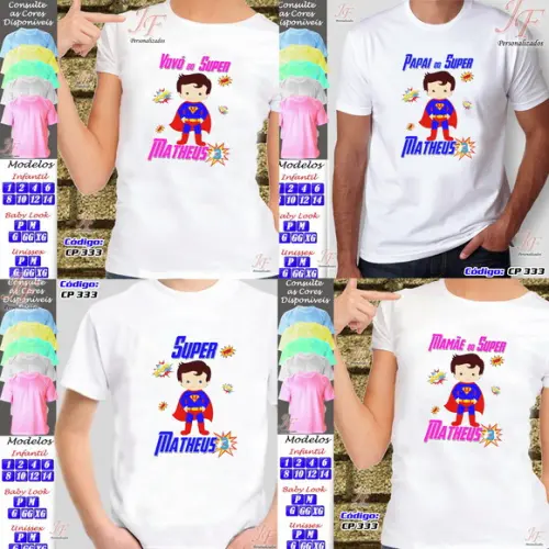 01 Camiseta Adulto Infantil Superman Personalizada