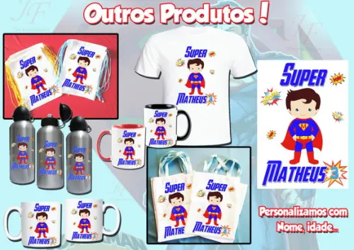 01 Camiseta Adulto Infantil Superman Personalizada
