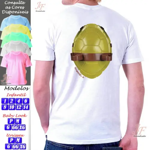 01 Camiseta Adulto Infantil Tartaruga Ninja Personalizada