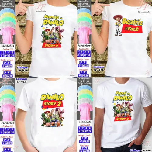 01 Camiseta Adulto Infantil Toy Story Personalizada
