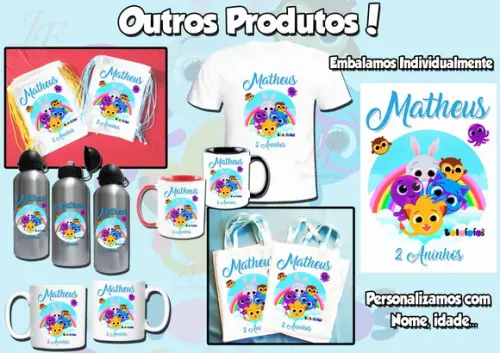 01 Camiseta Adulto ou Infantil Personalizada Bolofofo