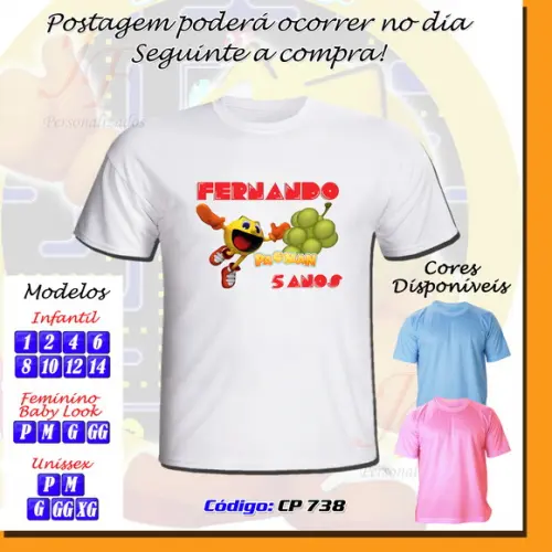 01 Camiseta Adulto ou Infantil Personalizada PacMan